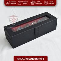 Gambar Black Inner Red WATCH BOX ORGANIZER ISI 6  (Kotak Jam Tangan Untuk 6 pcs) dari Jogja Handycraft_NEW Kab. Bantul 3 Tokopedia