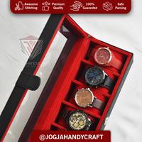 Gambar Black Inner Red WATCH BOX ORGANIZER ISI 6  (Kotak Jam Tangan Untuk 6 pcs) dari Jogja Handycraft_NEW Kab. Bantul 5 Tokopedia
