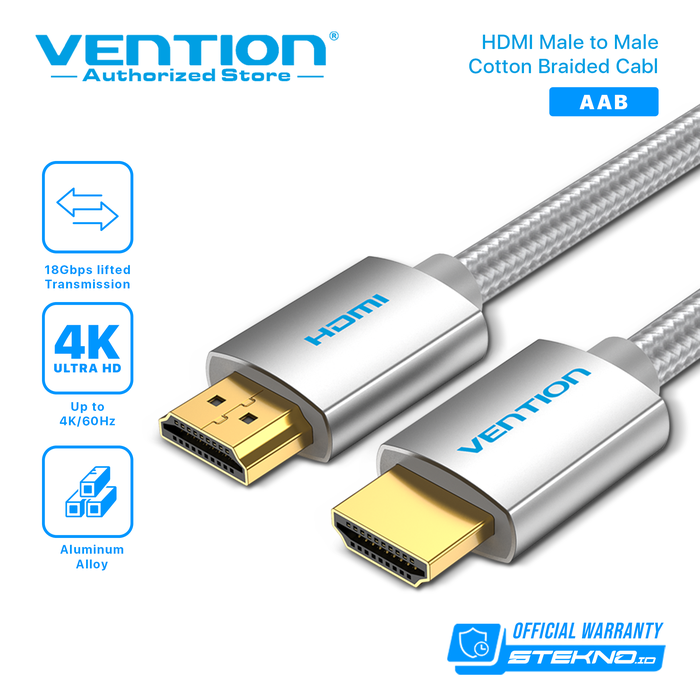 Gambar Vention [AAB 2M] Kabel High Speed Cotton Braided HDMI v2.0b 4K dari Vention Authorized Store Kota Administrasi Jakarta Barat Tokopedia