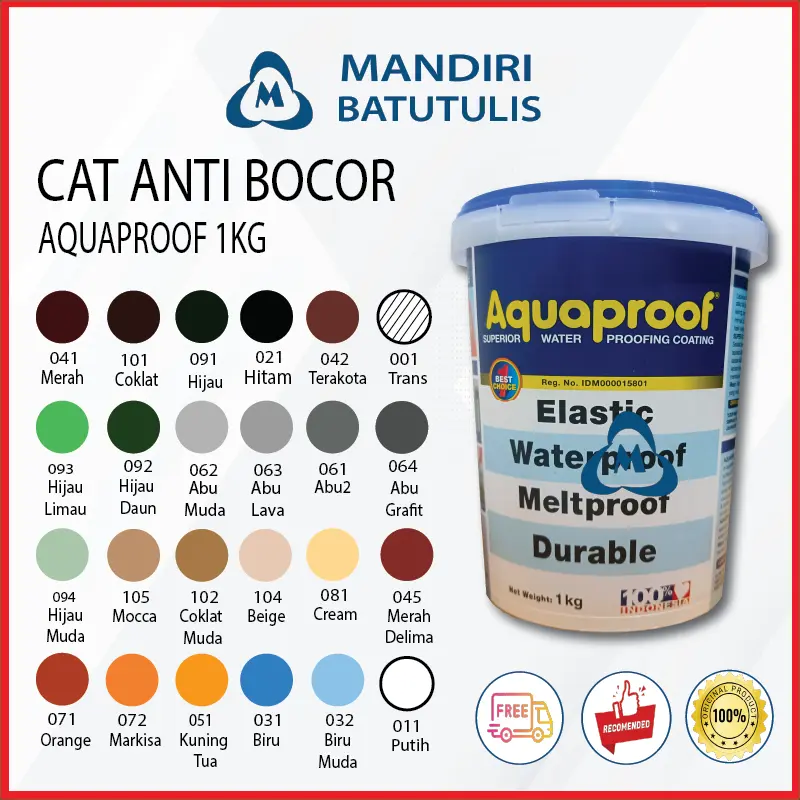 Aquaproof Cat Pelapis Anti Bocor 1kg - Aqua Proof Abu Clear Putih 0