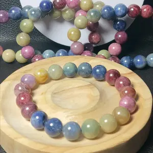 Gelang Natural Mix Rainbow Color Ruby Blue Sapphire 10,5 mm Top Grade