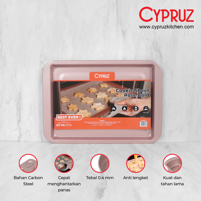 Gambar Cypruz Loyang Cookie Sheet Rose Gold - 33 x 23 x 1.7cm dari Cypruz Kitchenware Kota Administrasi Jakarta Utara Tokopedia