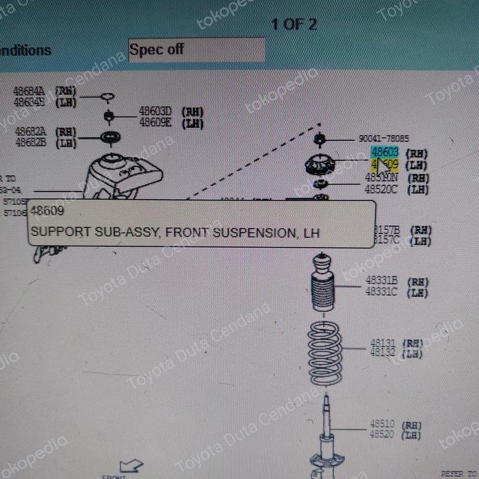 Gambar po support shock absorber front RH/LH toyota Agya 2023, raize 1.0, 1.2 dari toyota duta cendana Kab. Cianjur Tokopedia