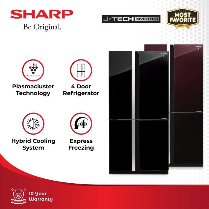 Gambar Sharp Kulkas 4 Pintu SJ-IF91PG-GB J-Tech Inv Queen Geo Black 639L dari SHARP OFFICIAL STORE JAKARTA Kota Administrasi Jakarta Utara Tokopedia