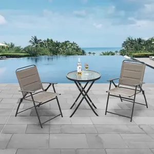 Kursi Teras Lipat Textiline - Hitam/cokelat