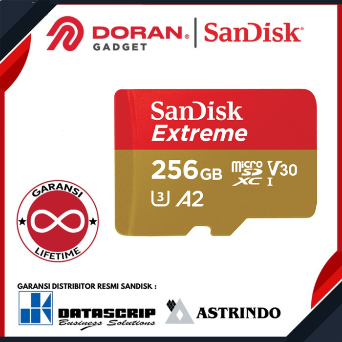Gambar Sandisk Micro SD 256GB CL10 190MBPS Extreme - Garansi Resmi Lifetime dari Doran Gadget Authorized Kota Administrasi Jakarta Pusat Tokopedia