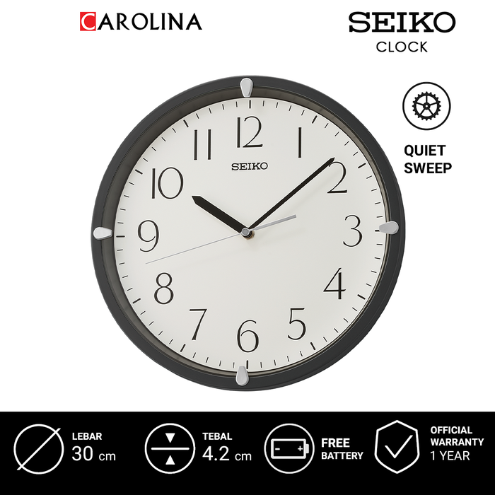 Gambar Jam Dinding SEIKO Analog QHA007J Quiet Sweep White Dial Matt Black Case Decorator Wall Clock dari Carolina Watch Official Shop Kota Administrasi Jakarta Barat Tokopedia
