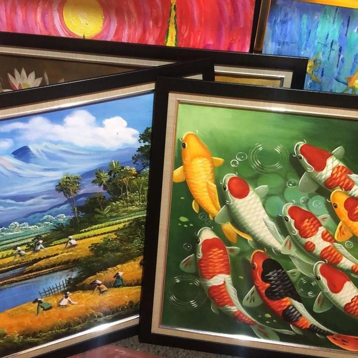 Gambar lukisan dinding dekorasi kanvas panen ikan koi frame bingkai dari Lukisan Bandung Kota Bandung Tokopedia
