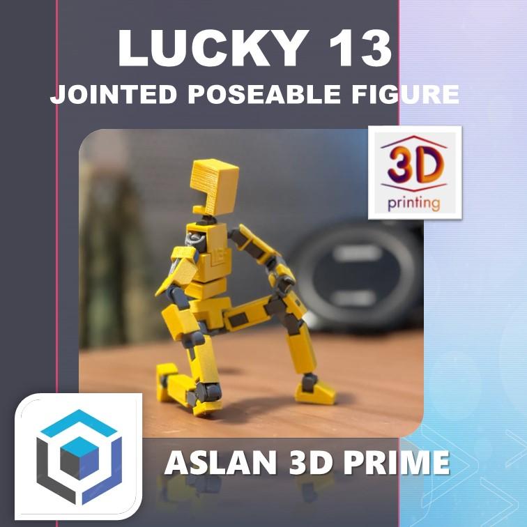 LUCKY 13 JOINTED POSEABLE ACTION FIGURE Custom Color 3D Print 2