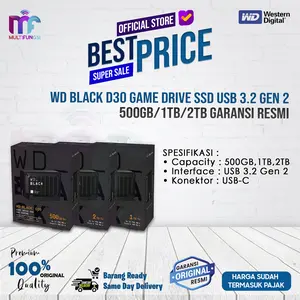 WD Black D30 Game Drive SSD USB 3.2 Gen 2 500GB/1TB/2TB Garansi Resmi