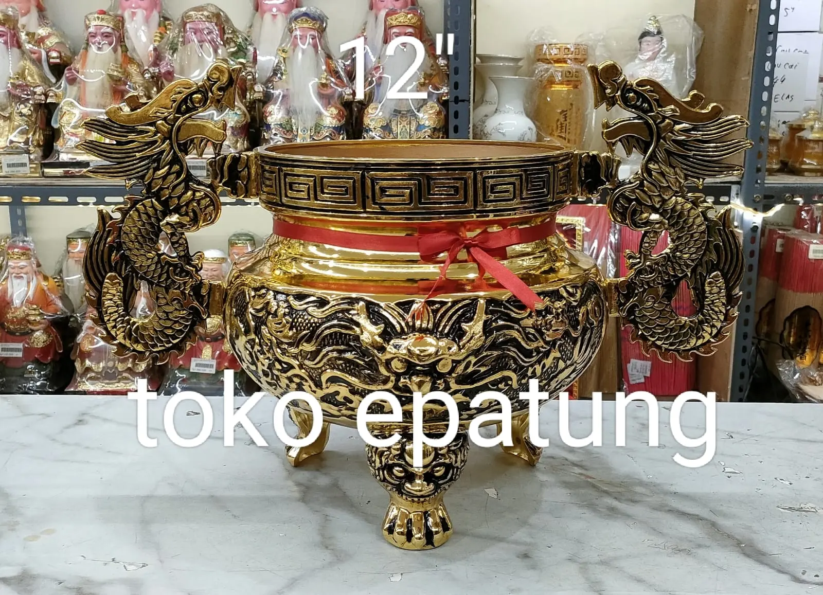 hiolo / hio lo sembhayang - kuningan - 12 inch - kuping - kaki