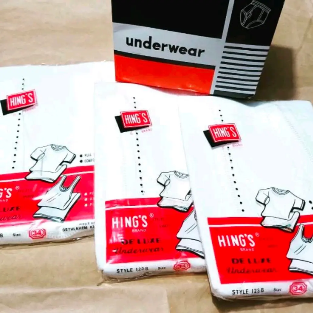 Hing's 3 PCS Singlet Hing's 123B Kaos Dalam Rider 123B Pakaian Dalam Pria Dewasa 100% Combed Cotton Ukuran S-XXXL