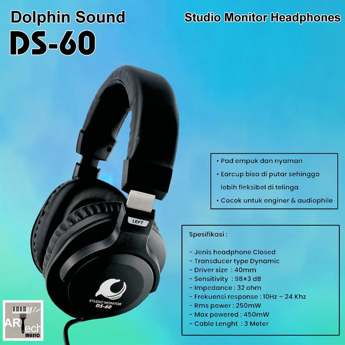 Gambar Headphone Dolphin Sound DS60 Studio Monitor untuk Rekaman - ISK DS 60 dari Artech Music Kota Bekasi Tokopedia