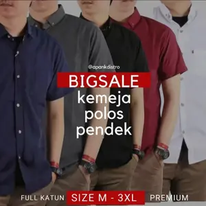 kemeja pria polos lengan pendek