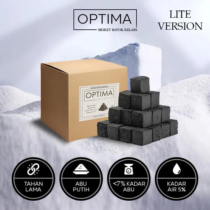 Optima Lite Arang Briket Batok Kelapa Cube 1 Kg BBQ