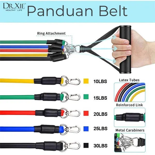 Resistance Bands 11 in 1 Set Tali Pembantu Resistance Tube Elastic Fit 4