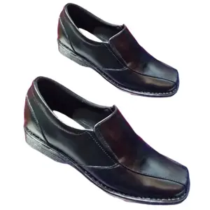 M&H Shoes Sepatu Formal Anak Laki-laki Kulit Sapi Asli Hitam Size 35-39 Original Kualitas Mantap Sol TPR Elastis Lining Jersey