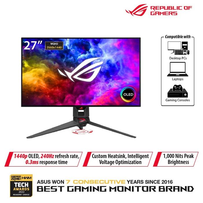 Gambar ASUS ROG SWIFT OLED PG27AQDM | 27" QHD 240Hz 0.03ms Gaming Monitor dari Lezz Computech Kota Administrasi Jakarta Utara Tokopedia