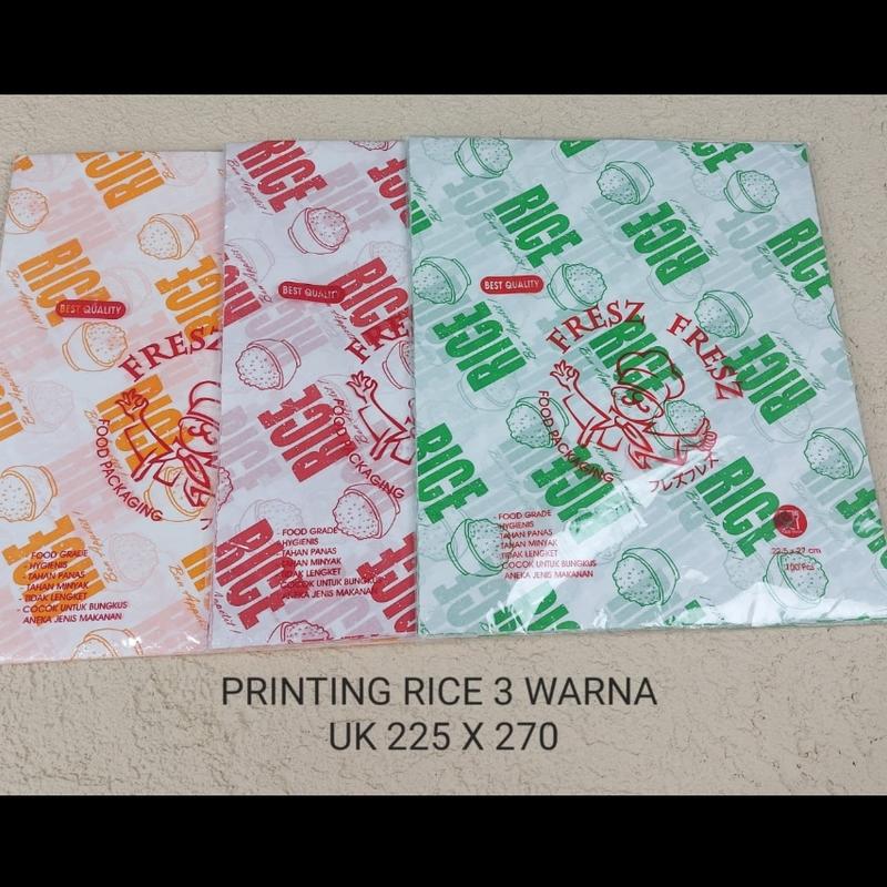Kertas Wax RICE 22.5x27 isi 100 lbr Paper Bungkus Nasi Print - Shop ...