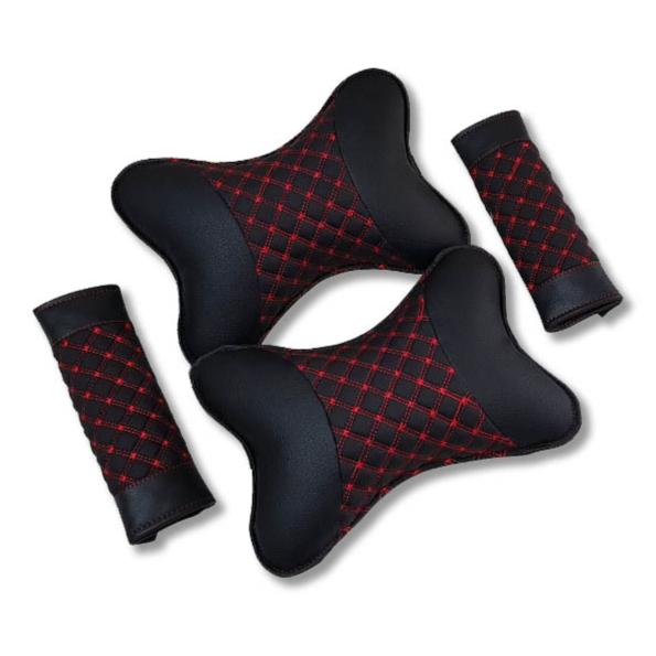 Bantal Mobil/ Sandaran Kepala Mobil 2in1 Technozio Motif X2 - x2merah