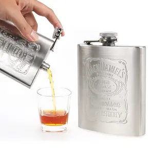 Hip Flask Stainless Steel 7 Oz Jack Daniel Desain Vintage Retro