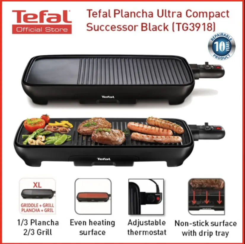 Tefal TG3918 Plancha UltraCompact Table Grill Alat panggang listrik X