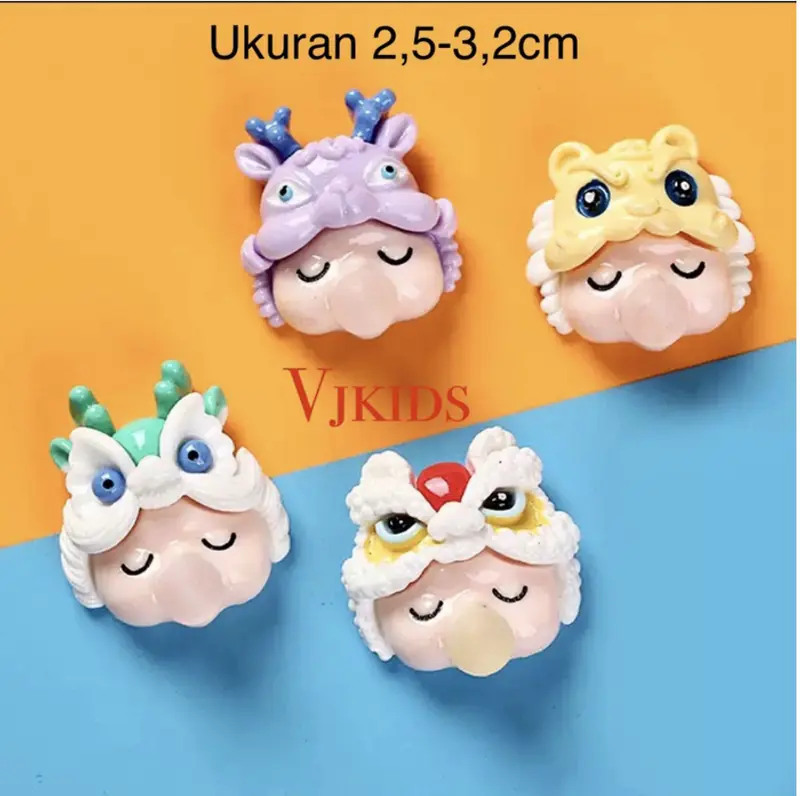 1 set isi 5 pcs clay kepala orang topi naga dan barongsai untuk art 1