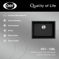 Gambar AER Bundling Kitchen Sink KS1-12BL - Bak Cuci Piring Granite Undermount, SAH K2 GM & AR 5J dari AER Sanitary Indonesia Kota Surabaya 1 Tokopedia
