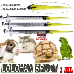 LOLOHAN SPUIT ALAT PEMBERIAN OBAT MAKANAN MINUM ANAKAN BURUNG PIYIK AYAM KUCING ANJING TORTOISE SULCATA KURA DARAT REPTILE MUSANG OTTER ULAR IGUANA SPET FEEDER HEWAN