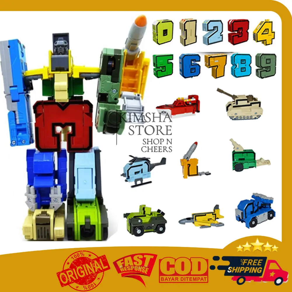 Mainan Huruf Angka Alphabet Robot Mobil Transformer Edukasi Anak