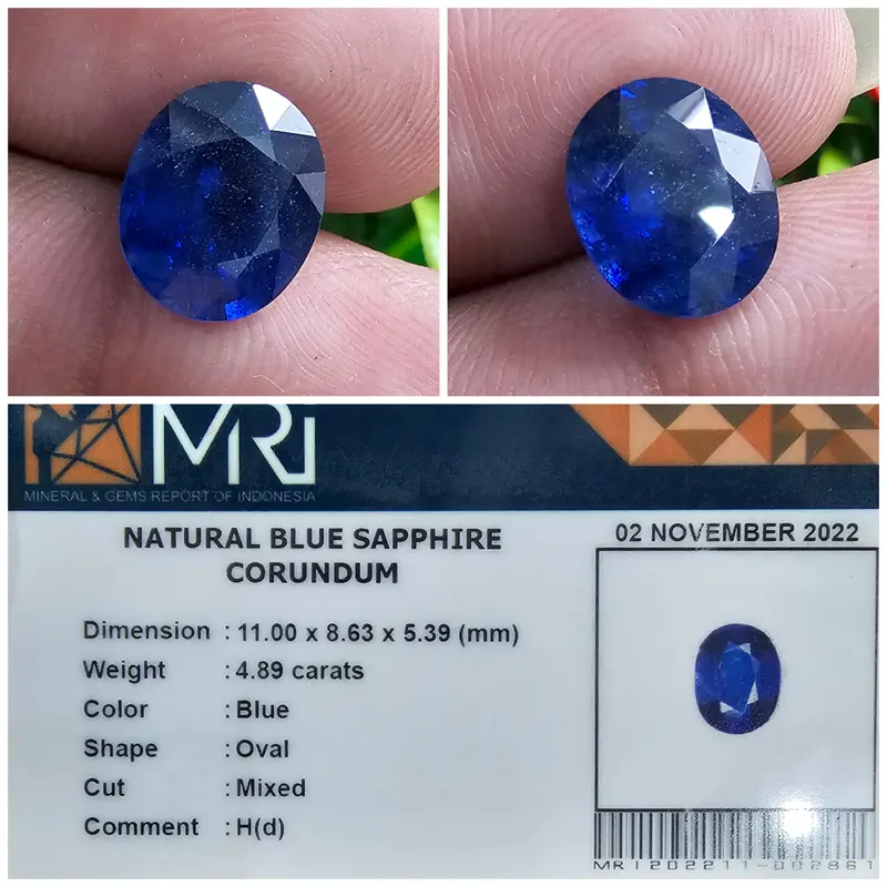 Permata Batu Natural Blue Sapphire Corundum Plus Memo 0