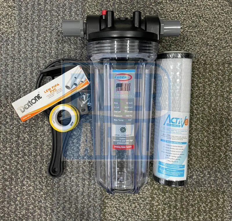 Paket Filter Air 10" 1 Tahap Housing + CTO / GAC Untuk Menyaring Bau 2