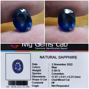 Batu Permata Natural Blue Sapphire Corundum Plus Memo