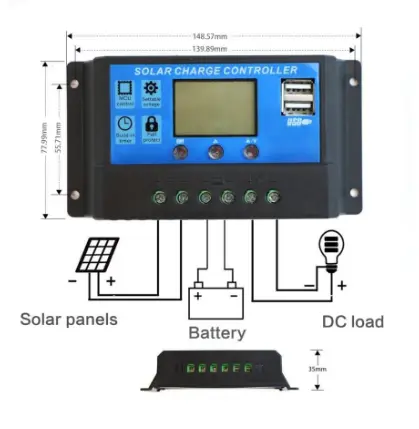 Solar Charge Controller 10A SCC PWM Pengisi Daya Surya 12V24V 1