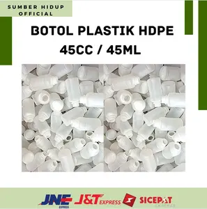 BOTOL PLASTIK HDPE 45ML / 45CC TUTUP HITAM DAN KLEP PUTIH PER 25 PCS