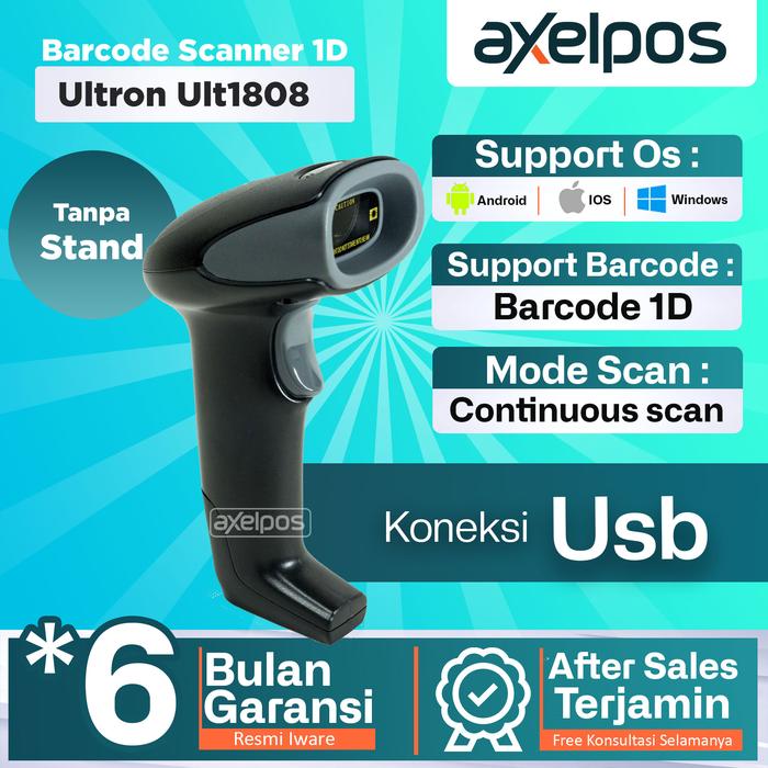 Gambar Barcode Scanner Laser Tangan 1D (USB) With Indicator LED Lamp dari Axelpos Kota Administrasi Jakarta Pusat Tokopedia