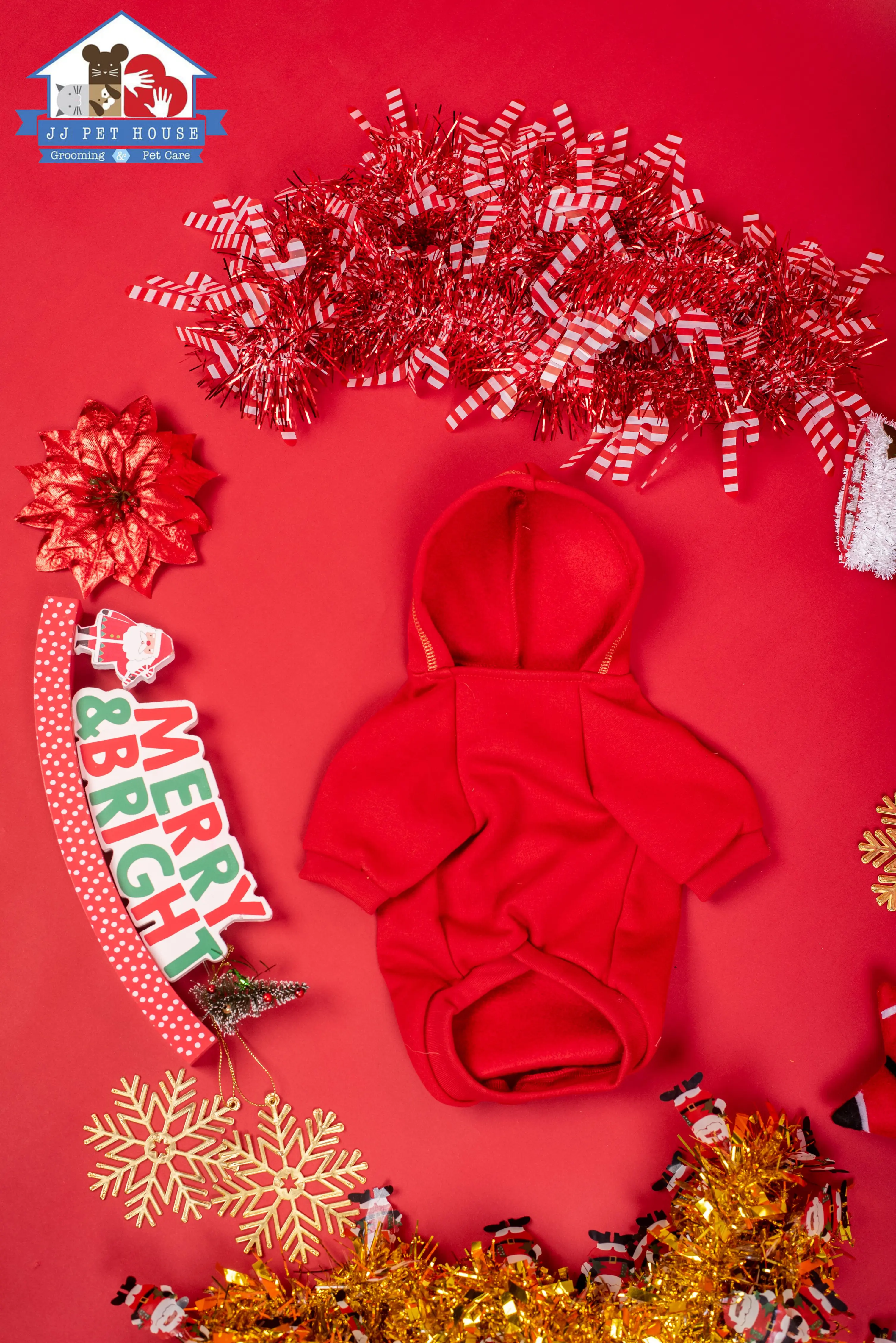 BAJU ANJING KUCING HAVANA JAKET NATAL RUDOLPH MERAH