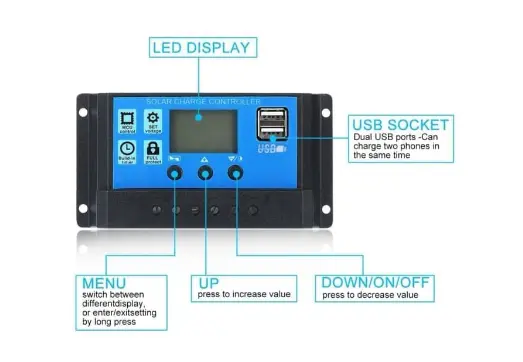 Solar Charge Controller 10A SCC PWM Pengisi Daya Surya 12V24V 3