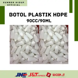 BOTOL PLASTIK HDPE 90ML / 90CC TUTP HITAM DAN KLEP PUTIH PER 25 PCS