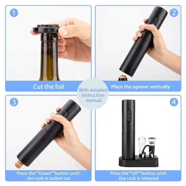 Electric Wine Opener Set Rechargeable Automatic Pembuka Botol Wine 4