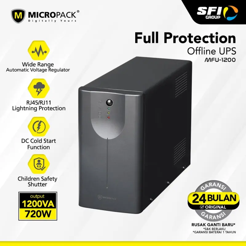 UPS 1200VA Micropack MFU1200 720W AVR USB Software