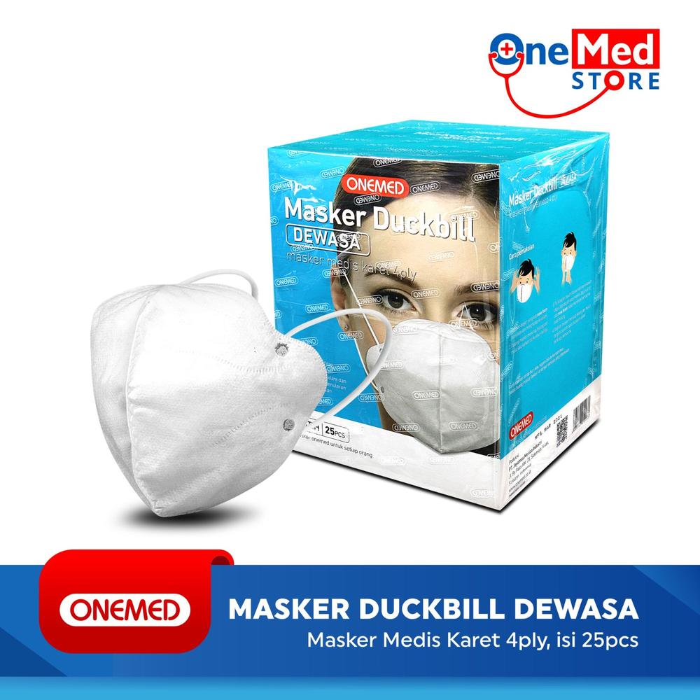 Masker Karet Medis Duckbill 4ply OneMed Box Isi 25 Lembar