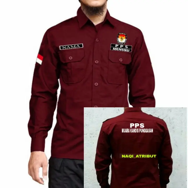 KEMEJA PPS PEMILU LENGAN PANJANG FULL BORDIR BISA CUSTOM LOGO & BORDIR