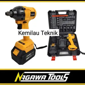 Mesin Bor Baterai Cordless Impact Wrench NAGAWA Pembuka Baut Brushless