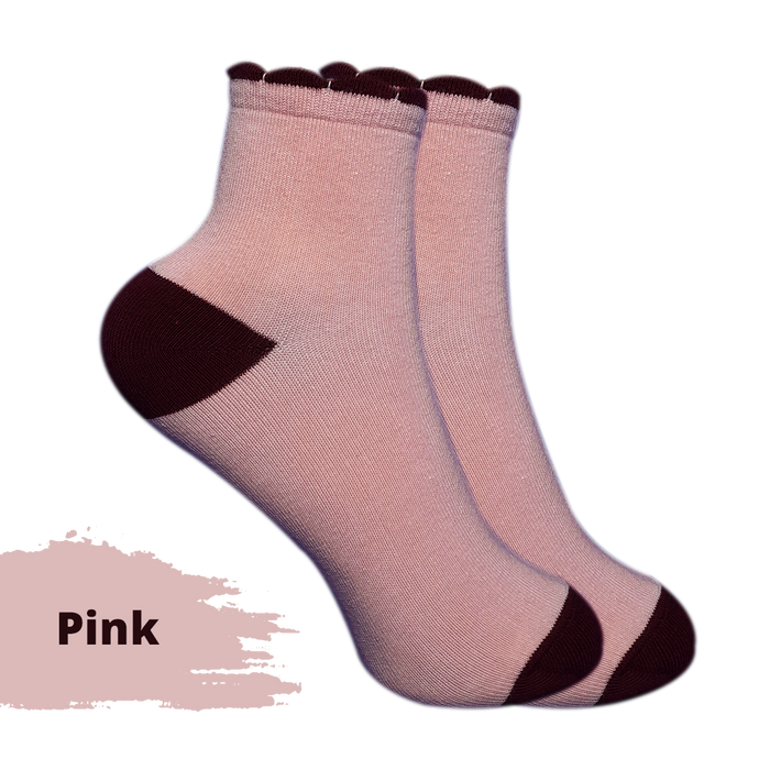 Gambar KAOS KAKI PENDEK WANITA USIA DEWASA MOTIF POLOS RENDA - Merah Muda dari KAIA SOCKS Kota Cimahi 5 Tokopedia