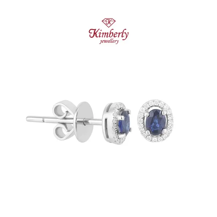 Anting Berlian Batu Blue Sapphire KER930390 - Kimberly Jewellery