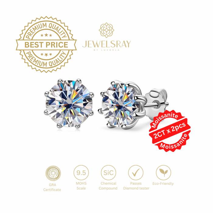 Gambar Louis Earrings Moissanite 2 CT - Diamond Look Anting Berlian Setting - Tanpa Gift dari Luxoela Kota Administrasi Jakarta Utara Tokopedia