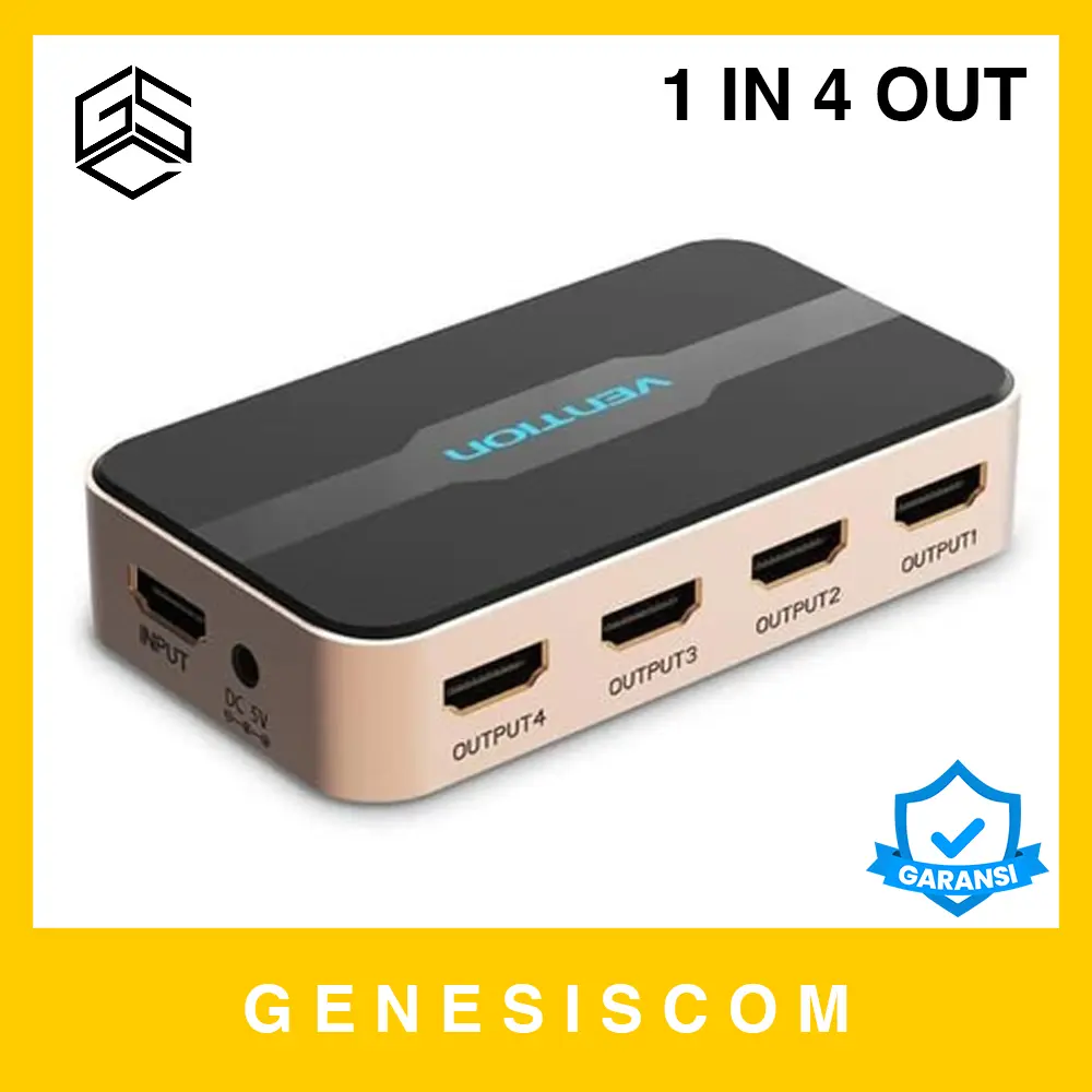 HDMI Splitter 4 Port VENTION ACCG0 1 In 4 Out 4K V2.0 Spliter - 1 Input 4 Output Multi Port Multiport Adapter Adaptor Original Garansi