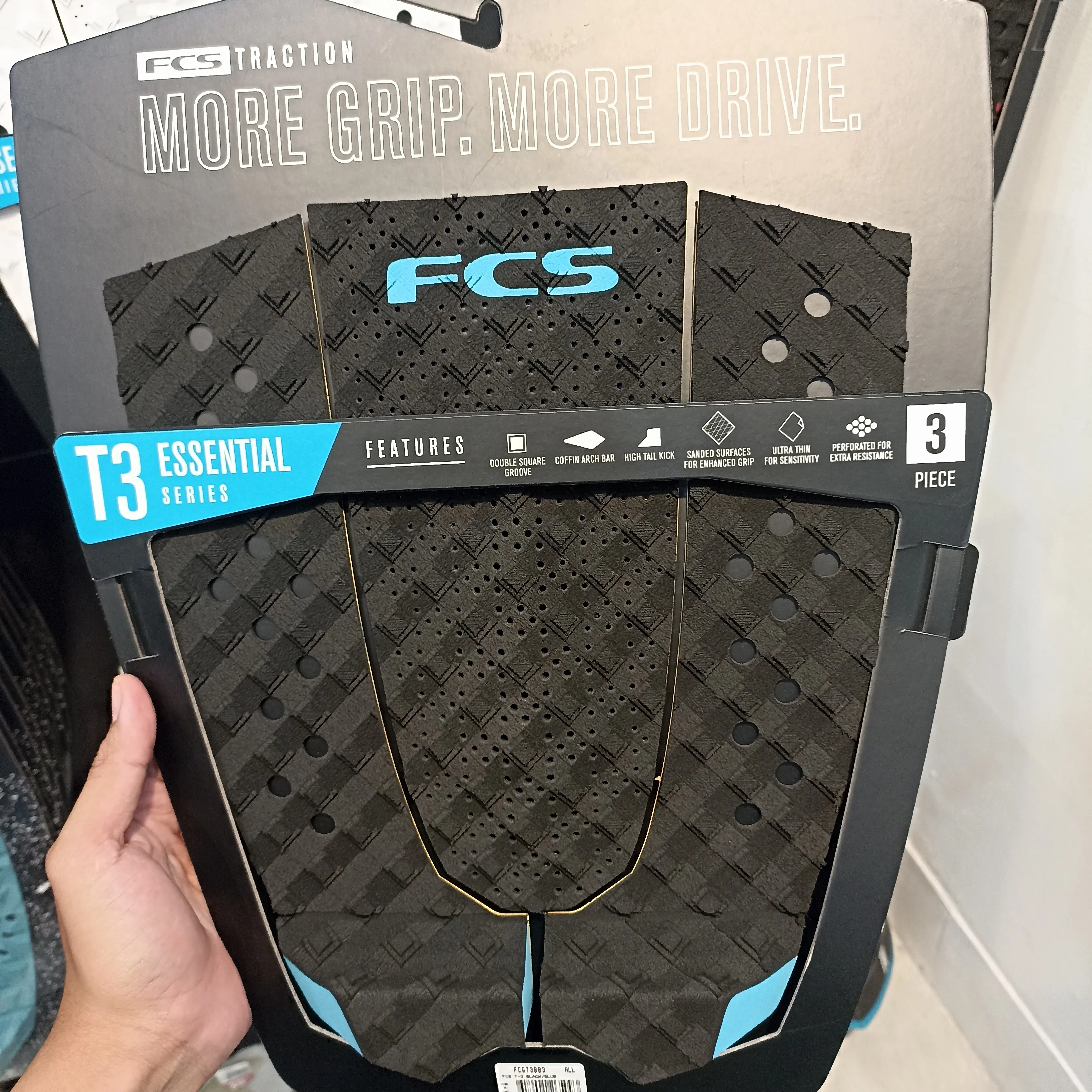 PAD SURF BOARD FCS ORIGINAL FCS T-3 BLACK/BLUE