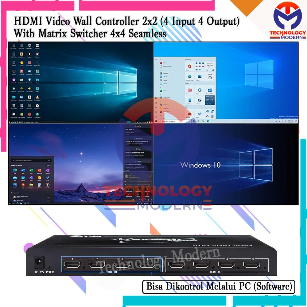 2x2 Video Wall Controller For 4 TV (4 Input 4 Output) With Matrix 4x4